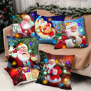 Ljojo LED Retro Santa Claus Christmas Light Decoration Throw Pillow Cover