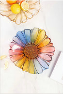 Ljojo Melon Seed & Fruit Plate Set on Crystal Glass Coffee Table