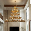 American Style Antler Deer Chandelier For Living Room - Farmhouse Hanging Light by Ljojo