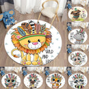Ljojo Lion Cartoon Animal Round Carpet for Living Room Children's Bedroom