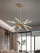 Nordic Geometry Restaurant Pendant Light Led Chandelier Indoor Remote Control Line Chandelier by Ljojo
