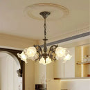 Vintage Flower Glass Pendant Lights LED Chandelier for Bedroom Dining Room by Ljojo
