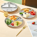 Ljojo 304 Stainless Steel Round Dinner Plate 3 Compartments Stackable Fruit Salad Plates