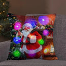 Ljojo LED Retro Santa Christmas Lights Pillowcase Home Decor 45x45