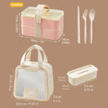Ljojo Large Capacity Double-Layer Lunch Box with Tableware - Heatable Bento Box