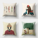 Ljojo Minimalist Spring Tree Landscape Pillow Cover - Bear Penguin Cartoon Animal Pillowcase