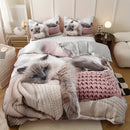 Ljojo 3D Cat Print Duvet Cover Set - All Season Soft Comfort Bedding