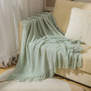 Cozy Knit Throw Blanket with Tassel, Black Lightweight Decorative Blanket for Couch and Bed by Ljojo