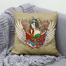 Ljojo Lucky Cat Mount Fuji Art Cushion Cover - Japanese Style Throw Pillow