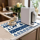 Christmas Deer Silhouette Non-Slip Drying Mat for Kitchen Counters and Tables by Ljojo