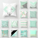 Ljojo Mint Green Geometric Printed Cushion Cover for Home Sofa Décor