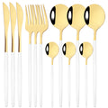 Ljojo 12-Piece Black Gold Stainless Steel Cutlery Set for Parties and Kitchens