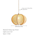 Hemp Rope Wood Pendant Light Chandelier Stylish Ceiling Lamp Living Room Bedroom Art Decoration Modern by Ljojo