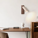 Ljojo LED Wall Light Indoor Up Down Rotate Yellow Travertine Wood Reading Lamp
