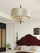 Japanese Retro Fabric Chandelier Wabi Sabi E27 Pendant Light for Living Room by Ljojo