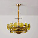 French Retro Brown Amber Glass Living Room Chandelier - New American Minimalist Luxury Pendant Light by Ljojo