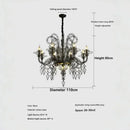 Ljojo Luxury Black Candle Chandelier Pendant Light Fixture for Living Room Dining - Nordic Design