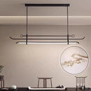 Ljojo New Chinese Style Minimalist Tea Table with Long Pendant Lights & Bar Counter