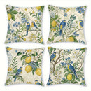 Ljojo Lemon Bird Pattern Printed Pillow Covers - Set of 4, 18 x 18 inch
