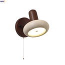 Ljojo LED Wall Sconce Yellow Travertine Pull Chain Switch, Mid Century Modern Style