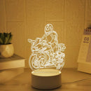 3D LED Motorcycle Rider Night Light Modern Decor for Bedroom Living Room by Ljojo