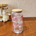 Cute Bow Plastic Cup with Lid & Straw, Ljojo Tumbler Jar - Party Gift for Coffee, Juice, Water