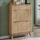 Ljojo™ Fluted Shoe Cabinet with 2 Flip Drawers, 48" Tall Narrow Organizer