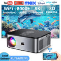 Ljojo™ 25000 Lumens Android 4K 8K Home Theater Projector, 1000ANSI Full HD, Auto Keystone