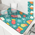 Christmas Gloves Snowflake Drying Mat by Ljojo: Non-Slip Absorbent Table Mat