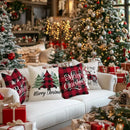 Christmas Tree Truck Buffalo Plaid Believe Pillow Covers by Ljojo