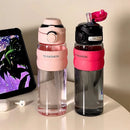 Ljojo 550ml Handle Straw Water Bottle - BPA Free, Sport Tumbler for Gym, Office