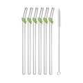 Ljojo 200*8mm Leaf Glass Straws for Smoothie Cocktail Coffee Juice Drinks