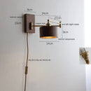 Ljojo LED Walnut Ash Wood Wall Sconce with Pull Chain Switch