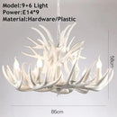 Retro Antler Hanging Lamp Vintage Deer Chandelier Luminaria for Living Room by Ljojo