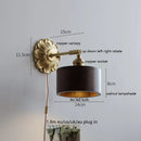 Ljojo LED Wall Sconce Switch Light Walnut Ash Wood Copper Arm Lampara Pared