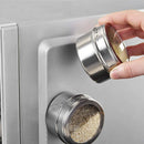 Ljojo Seasoning Can Set: Stainless Steel Rotatable Magnetic Blackboard Base, 12 Flavor Options