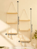 Ljojo™ 3-Tier Macrame Floating Shelves with Beads, Boho Home Decor Storage Rack