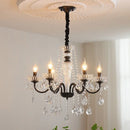 Black Crystal Chandelier Pendant Light - Elegant French Living Room Lamp by Ljojo
