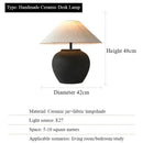 Ljojo Ceramic Table Lamp LED Night Light Fabric Lampshade Bedroom Decor Pottery Jar Style