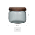 Ljojo 300ml Grey Glass Storage Jar with Acacia Walnut Lid for Dry Food and Snacks