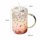 Ljojo 1000ml Glass Tumbler with Lid and Straw – Versatile Kawaii Drinkware