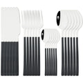 Ljojo 24-Piece Black Stainless Steel Cutlery Set Flatware Tableware Silverware Kit