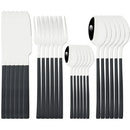 Ljojo 24-Piece Black Stainless Steel Cutlery Set Flatware Tableware Silverware Kit