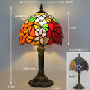 French Table Lamp Stained Glass Red Rose 8 Inches Bedside Reading Light Ljojo