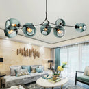 Ljojo Modern Glass Ball Chandelier Stained Shades Pendant Lamp for Dining Living Bedroom