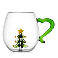 Ljojo 3D Christmas Glass Mug Cup - Snowflake Tree Snowman Design