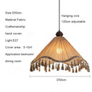 Ljojo Japanese Retro Fabric Tassel Umbrella Pendant Light Chandelier for Dining Room and Bedroom