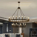American Retro E14 Led Pendant Lights: Black Metal Chandelier by Ljojo for Living Room & Stairs