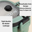 Ljojo 2-Layer Bento Lunch Box with Spoon & Fork, Leakproof Microwavable Food Container