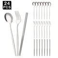 Ljojo Luxury Golden Korean Stainless Steel Dinnerware Set 24Pcs